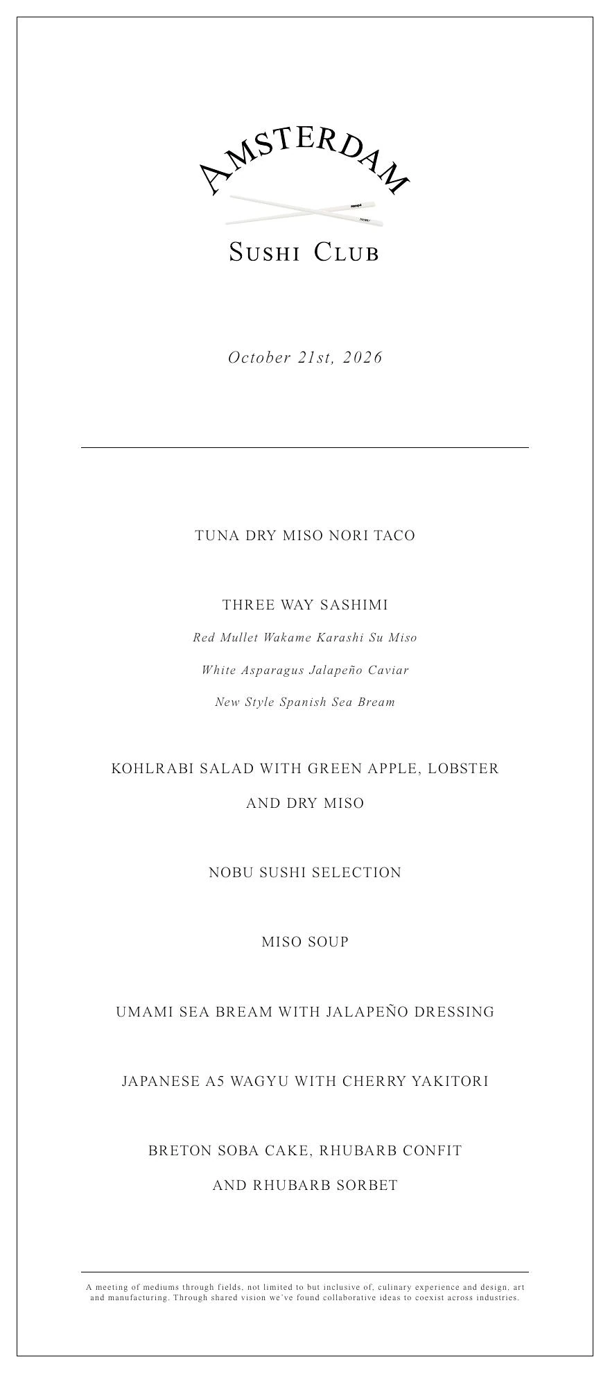 Amsterdam Sushi Club example menu mock-up