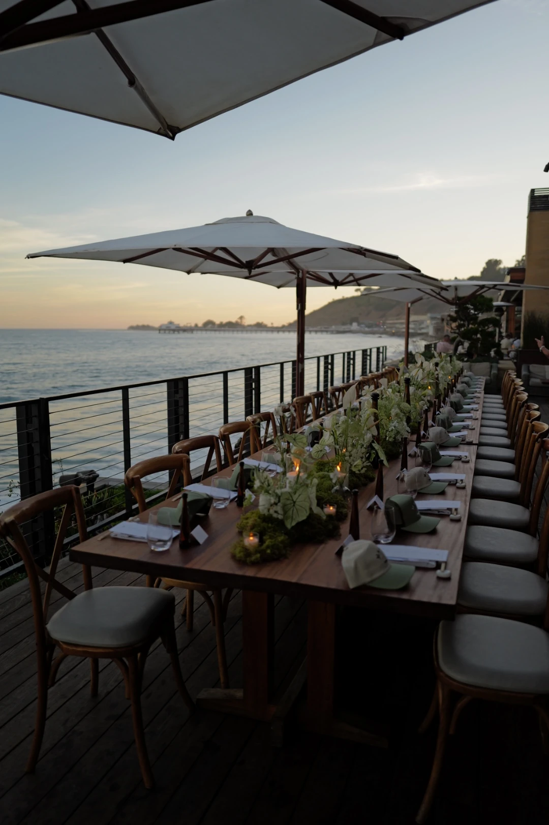 Sushi Club dinner table by the ocean